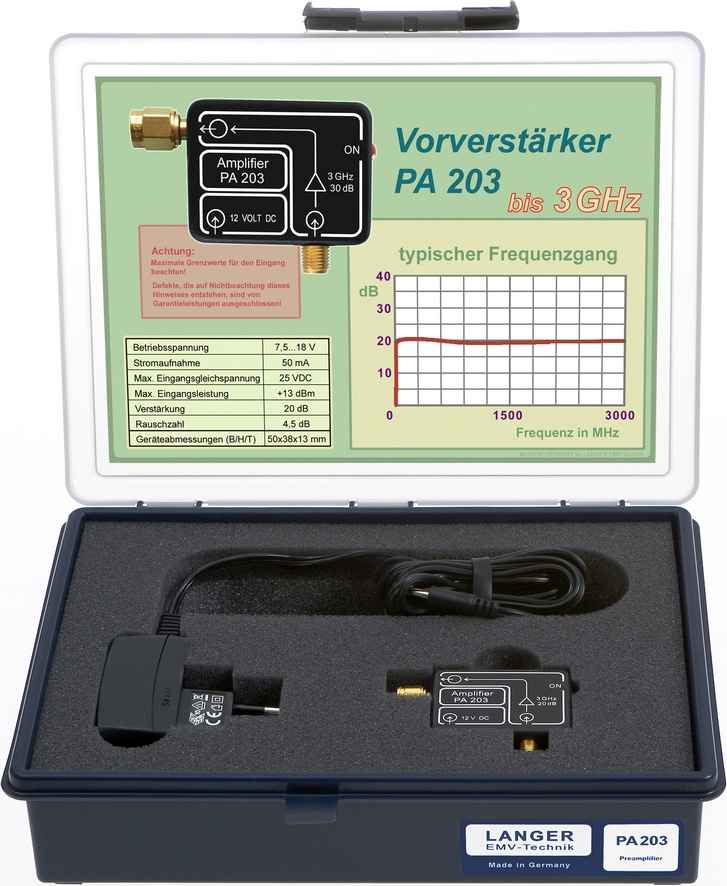 PA 203 SMA set, Preamplifier 100 kHz up to 3 GHz